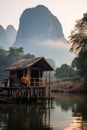AI creates images, Asian rural houses, folk ways, local houses Backcountry, faraway, wilderness.