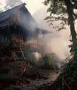 AI creates images, Asian rural houses, folk ways, local houses Backcountry, faraway, wilderness.