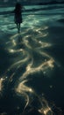 AI creates images of bioluminescent water touch my feet Royalty Free Stock Photo