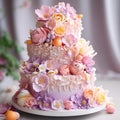 AI creates images Cake decorated with beautiful flower designs