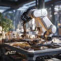 AI creates images, Car Factory 3D Automated Robot Arm Assembly Line Royalty Free Stock Photo