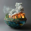 AI creates images of A earth model in the wok, fire under the wok,