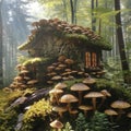 AI creates images of a huge forest of mushrooms