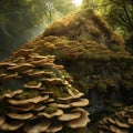 AI creates images of a huge forest of mushrooms