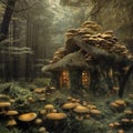 AI creates images of a huge forest of mushrooms