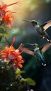 AI creates images of hummingbirds flying Royalty Free Stock Photo