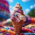 AI creates images, ice cream, desserts Colorful set of ice cream