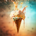 AI creates images, ice cream, desserts Colorful set of ice cream