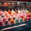 AI creates images, ice cream, desserts Colorful set of ice cream