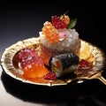 AI creates images, Japanese food, raw fish sushi Royalty Free Stock Photo