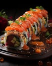 AI creates images, Japanese food, raw fish sushi