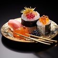 AI creates images, Japanese food, raw fish sushi