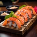 AI creates images, Japanese food, raw fish sushi