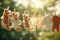 AI creates images of laundry, drying racks, Royalty Free Stock Photo