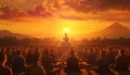 AI creates images, Makha Bucha Day That is, it is the day when the Lord Buddha preached. Royalty Free Stock Photo