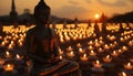 AI creates images, Makha Bucha Day That is, it is the day when the Lord Buddha preached. Royalty Free Stock Photo