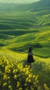 AI creates images, mustard flower fields beautiful yellow