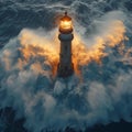 AI creates images, simulations of lighthouse towers and observatories at sea.