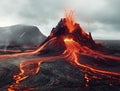 AI creates images of volcanic eruptions of lightningwave, landscapes, captivating documentary photos,