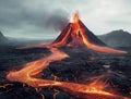 AI creates images of volcanic eruptions of lightningwave, landscapes, captivating documentary photos,