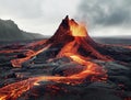 AI creates images of volcanic eruptions of lightningwave, landscapes, captivating documentary photos,