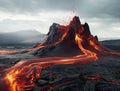 AI creates images of volcanic eruptions of lightningwave, landscapes