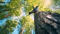 AI creates images of A woodpecker is standing in a tall tree,