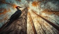 AI creates images of A woodpecker is standing in a tall tree,