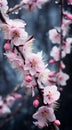 AI creates sharp images of beautiful pink cherry blossoms, dew drops,