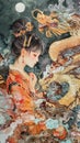 AI creates sharp images Oil paintings, ancient Chinese women,