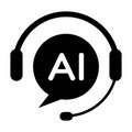 AI customer support headset icon with speech bubble symbol for chatbot help desk automation technology concept for web interface Royalty Free Stock Photo