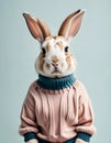 AI Cute animals, Rabbit in a sweater