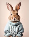 AI Cute animals, Rabbit in a sweater