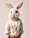 AI Cute animals, Rabbit in a sweater