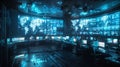 AI cyber security, Diverse team of cybersecurity experts analyzing real-time data in a high-tech control room.