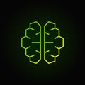 AI cyberbrain green icon - vector artificial intelligence brain