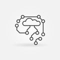 AI Cyberbrain outline icon - vector brain concept line sign