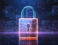 AI Cybersecurity Digital Lock with Data Encryption and Secure Network Protection Technology Concept for Modern Cyber Security Royalty Free Stock Photo