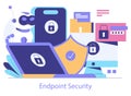 AI Cybersecurity. Flat Vector Illustration Royalty Free Stock Photo