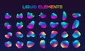 Gradient iridescent shapes. Set isolated liquid elements of holographic chameleon Royalty Free Stock Photo