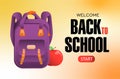 Back to school vector banner design for sale banner, invitation, promotion,sale poster, flat design colorful. School shopping. Vec Royalty Free Stock Photo