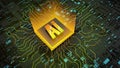 Ai 3d image concept. Computer microprocessor with artificial intelligence on digital background. Computer microprocessor Royalty Free Stock Photo