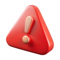 AI 3D Red Warning Symbol with Exclamation Mark Royalty Free Stock Photo