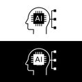 AI data analysis icon, Machine learning data symbol, Big data and AI icon, Data-driven AI symbol, AI algorithms and data icon. AI