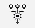 Data Input Line Icon. AI Artificial Intelligence Computer Chip Symbol. Algorithm Process System Sign Black Vector Graphic Clipart