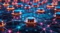 AI Data Network: Futuristic Tech Connection Concept, Cyberpunk Style, Machine Learning, Neural Network, Blockchain, Digital Royalty Free Stock Photo