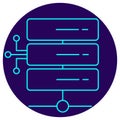 AI Data Processing Icon. Minimalistic neon outline Royalty Free Stock Photo