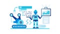 AI data processing robot, automated analytics icon, future tech, vector design Generative AI Royalty Free Stock Photo