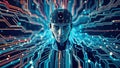 AI Data Storm Engulfs the Central Processing Unit A Futuristic Vision of Computing in 2025 Royalty Free Stock Photo