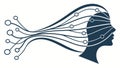AI Data Stream from Human Mind Vector Graphic Design, vector design Generative AI Royalty Free Stock Photo